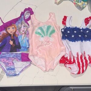 Three Toddler Girls Bathing Swim Suits 2T